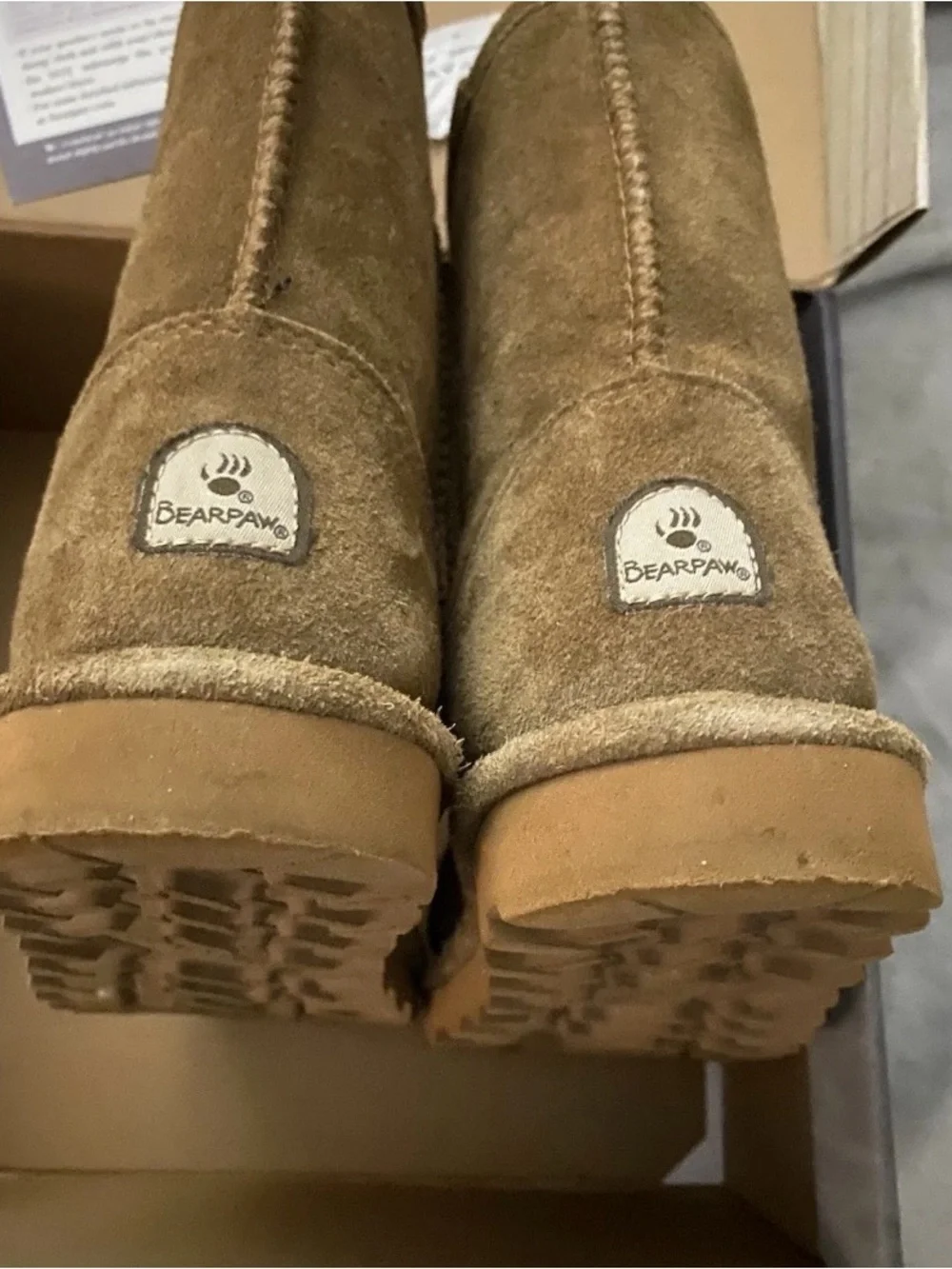 BearPaw Chestnut Suede Shearling Lined Short Boots